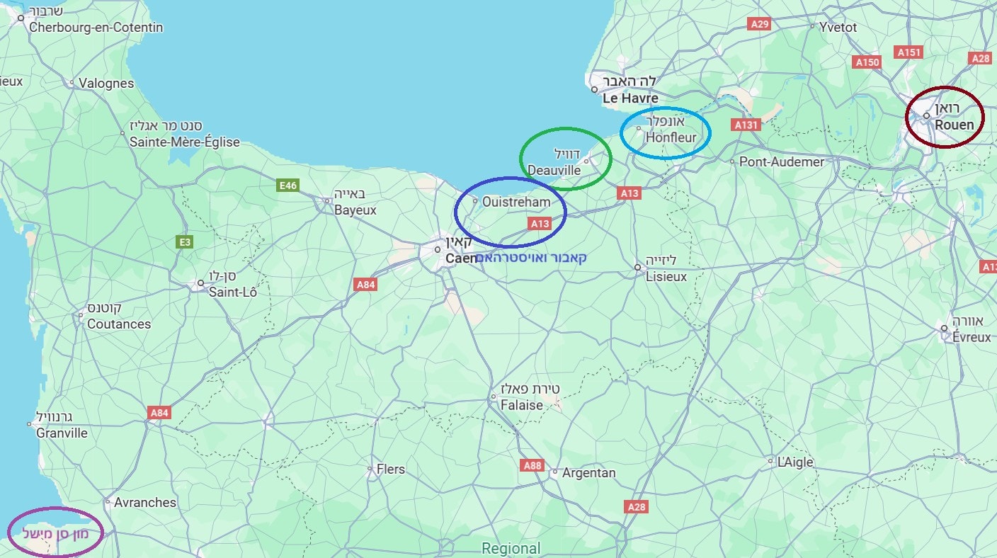מפה - איפה לישון בנורמנדי?